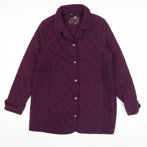 BM Casual Womens Purple Quilted Mid-Length Jacket Size 14