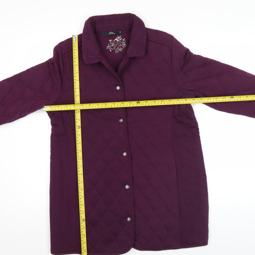 BM Casual Womens Purple Quilted Mid-Length Jacket Size 14
