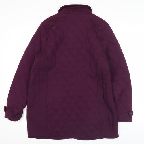 BM Casual Womens Purple Quilted Mid-Length Jacket Size 14