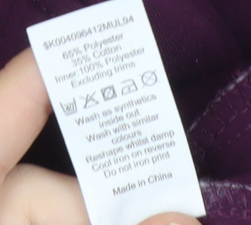 BM Casual Womens Purple Quilted Mid-Length Jacket Size 14