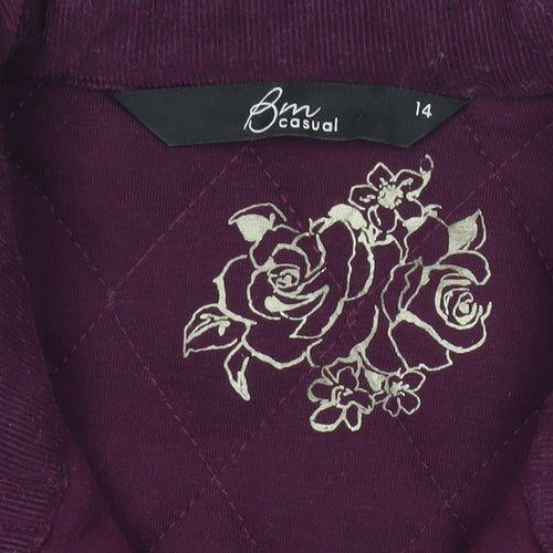 BM Casual Womens Purple Quilted Mid-Length Jacket Size 14