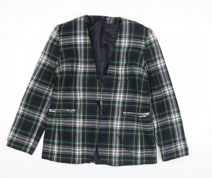 Hamells Women’s Multicoloured Check Blazer Size 14 Wool Blend