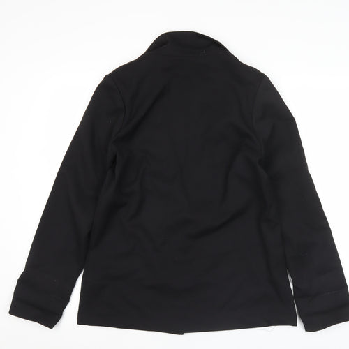 H&M Women Black Size 12 Regular Fit One-Button Blazer Jacket