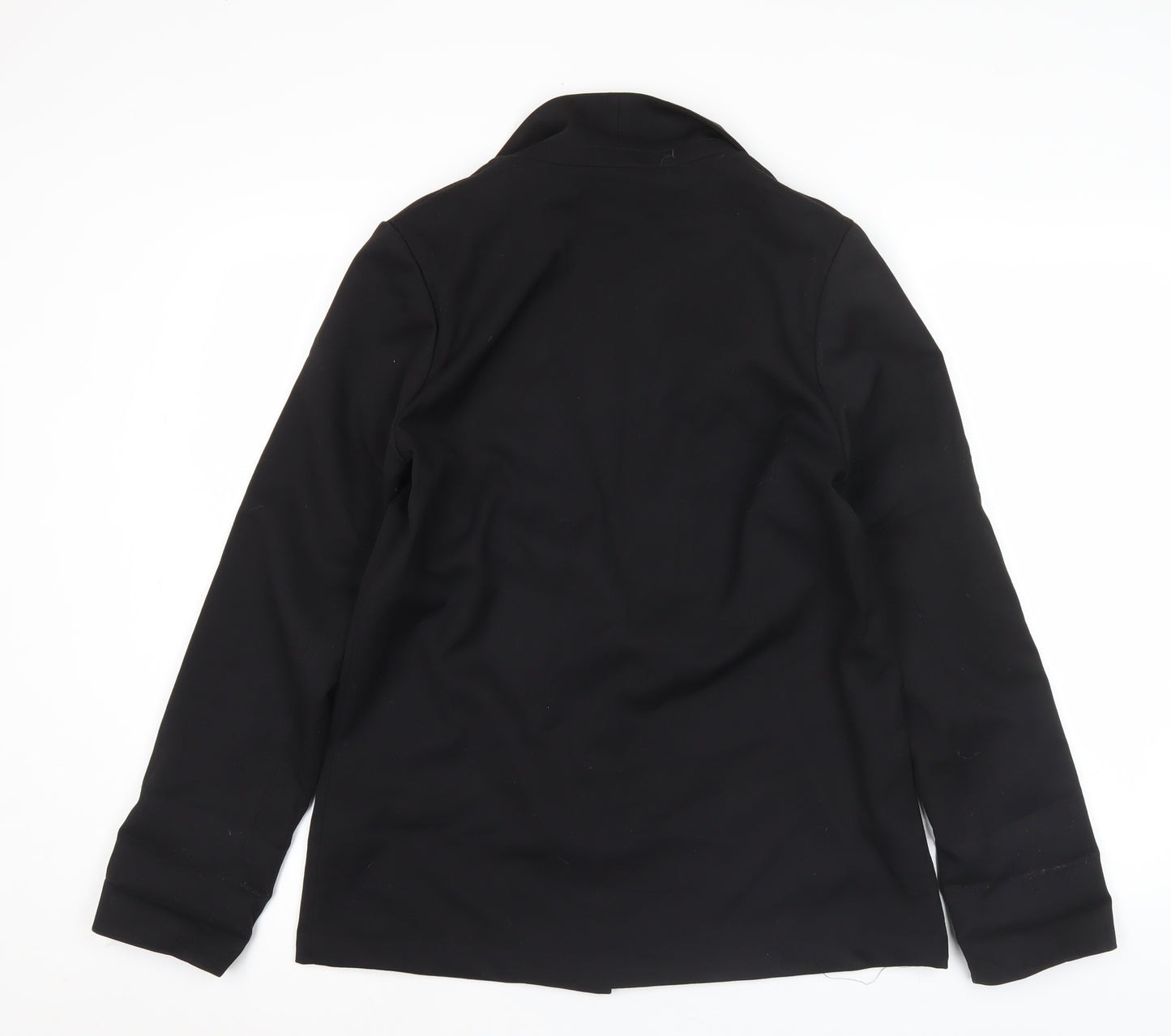 H&M Women Black Size 12 Regular Fit One-Button Blazer Jacket