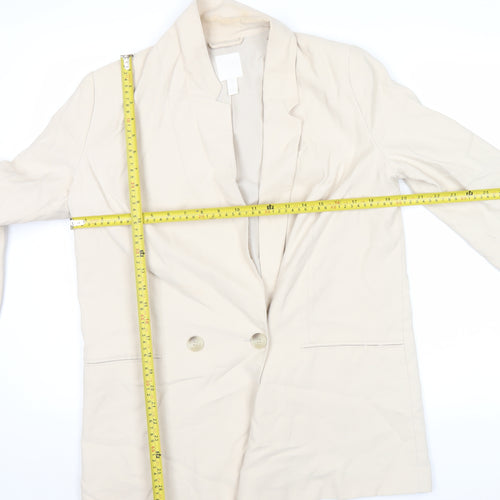 H&M Women's Beige Double-Breasted Blazer Jacket Size S