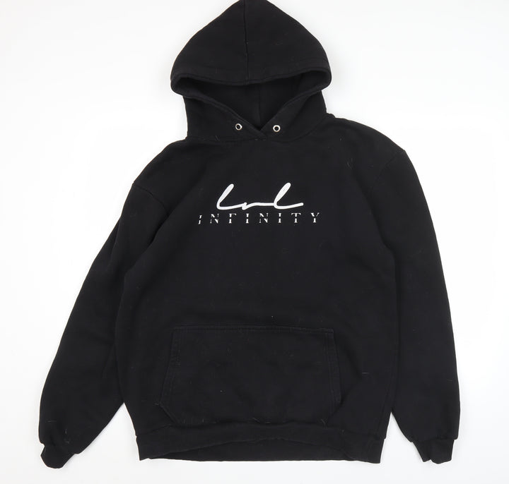 Infinity Mens Black XL Pullover Hoodie Logo Graphic Hooded Sweatshirt