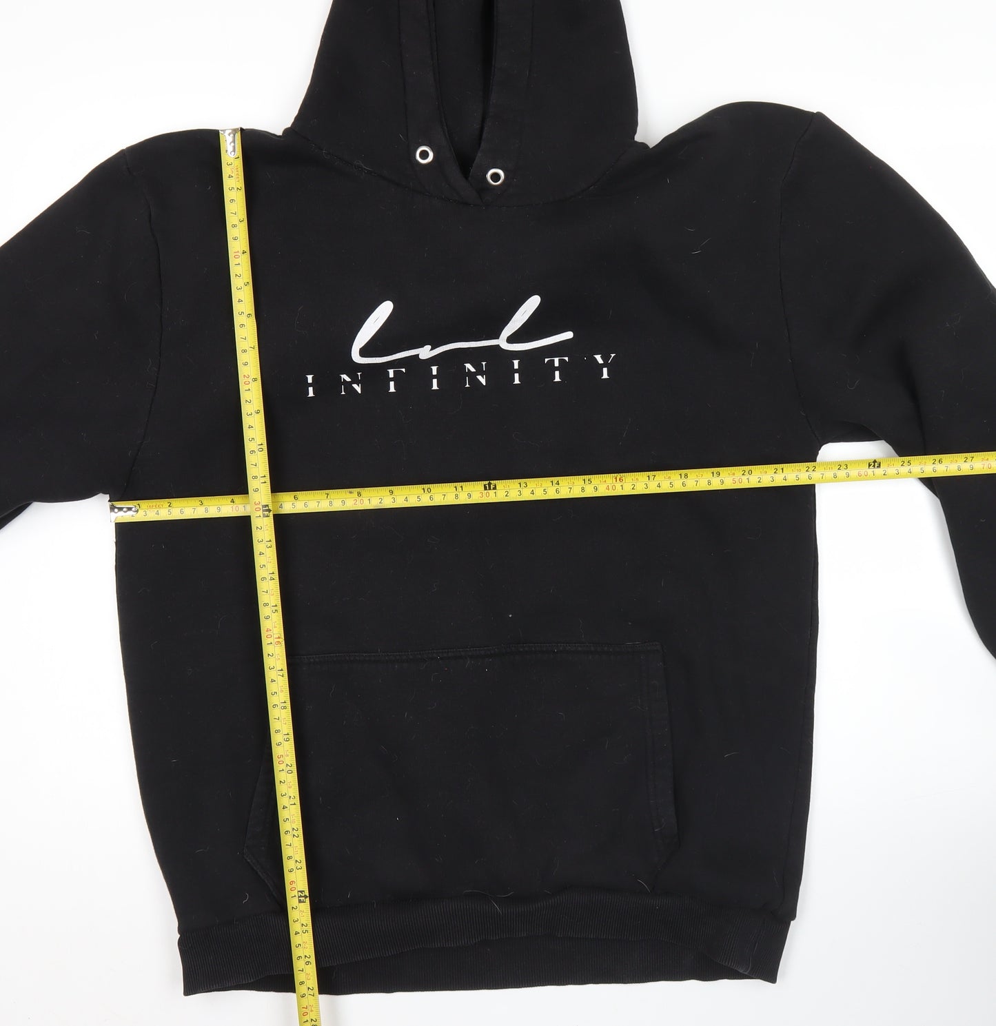 Infinity Mens Black XL Pullover Hoodie Logo Graphic Hooded Sweatshirt