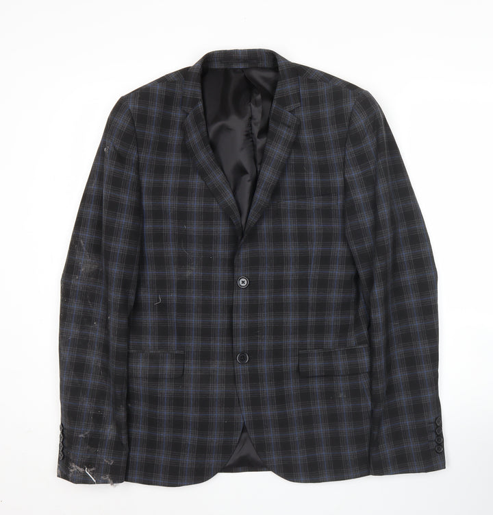 Swear & Mason Men's Black Check Blazer 38R Single-Breasted Jacket