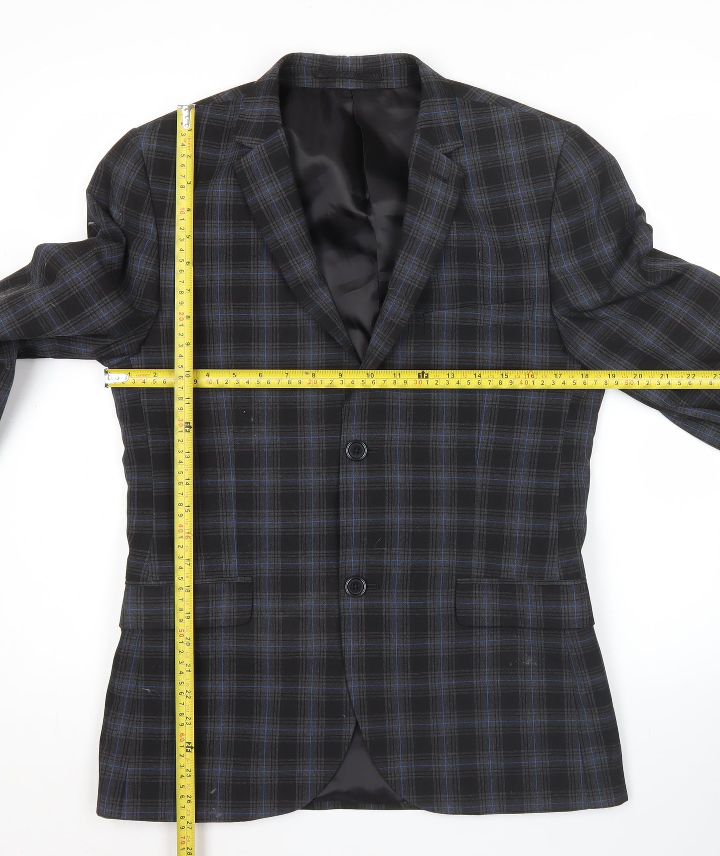 Swear & Mason Men's Black Check Blazer 38R Single-Breasted Jacket