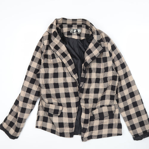 River Island Womens Black Beige Check Blazer Jacket Size 16