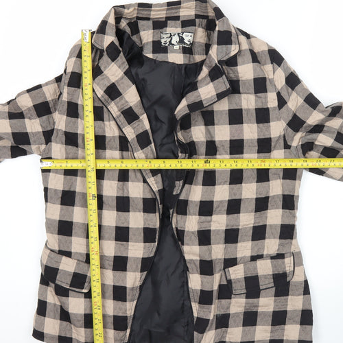 River Island Womens Black Beige Check Blazer Jacket Size 16