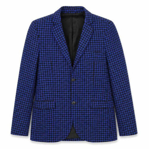 Topman Unisex Adults Blue Houndstooth Slim Fit Blazer UK 38 M