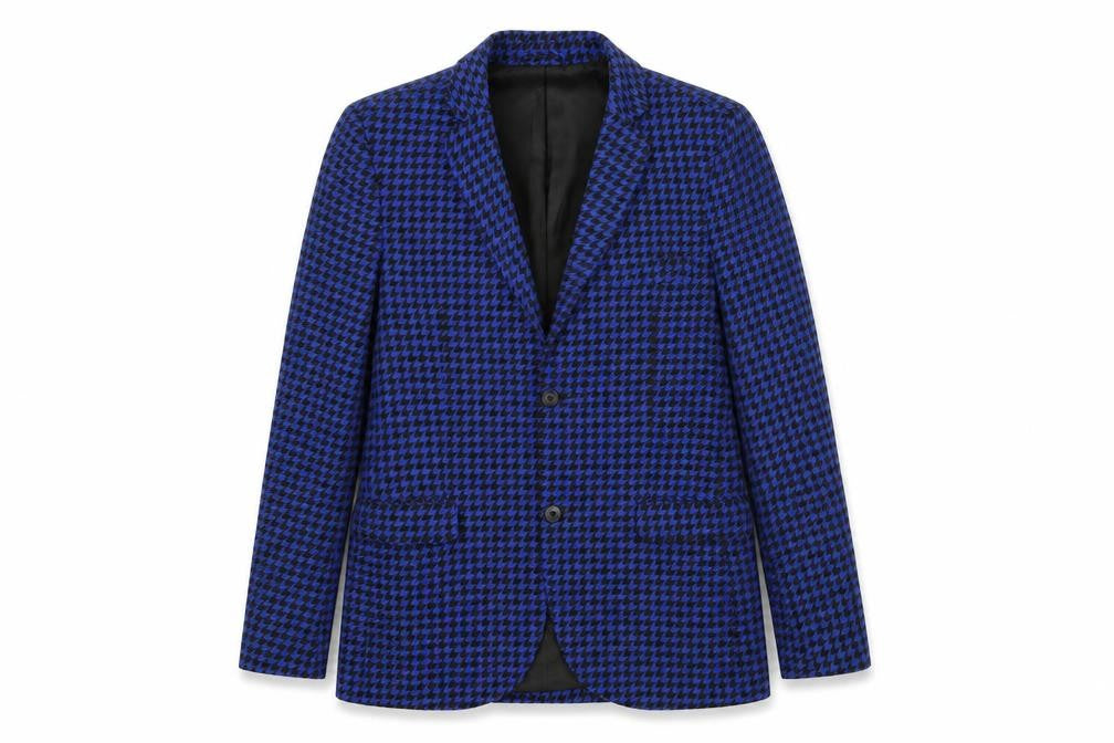 Topman Unisex Adults Blue Houndstooth Slim Fit Blazer UK 38 M