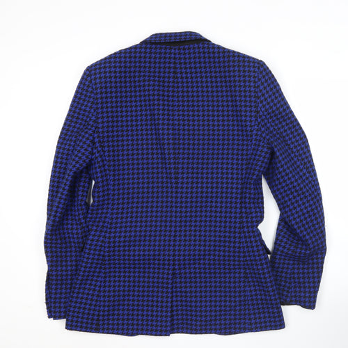 Topman Unisex Adults Blue Houndstooth Slim Fit Blazer UK 38 M