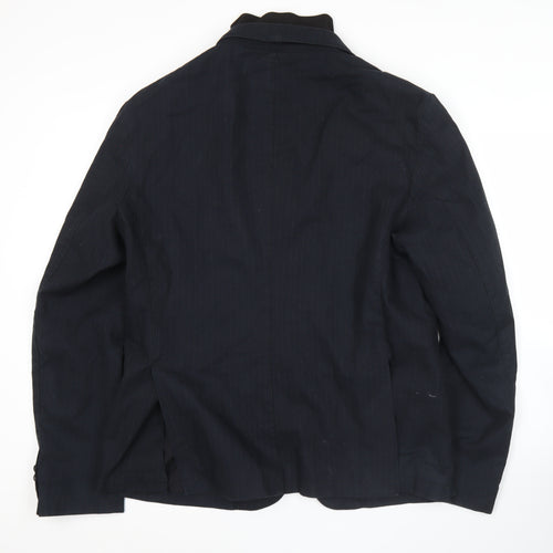 Zara Man Unisex Black Wool Pinstripe XL Blazer Jacket