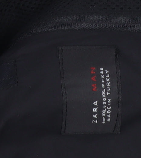 Zara Man Unisex Black Wool Pinstripe XL Blazer Jacket