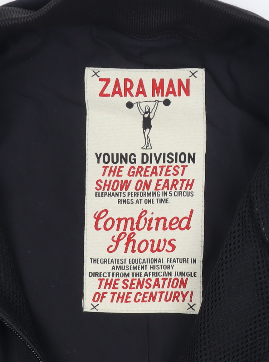 Zara Man Unisex Black Wool Pinstripe XL Blazer Jacket