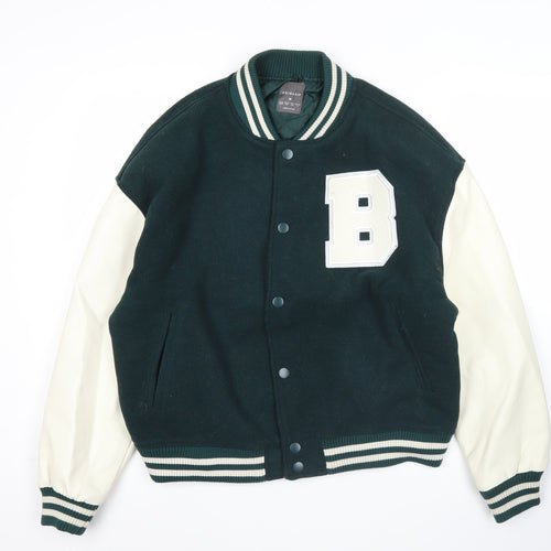 Primark Womens Green Varsity Jacket Size 12 Casual College Style
