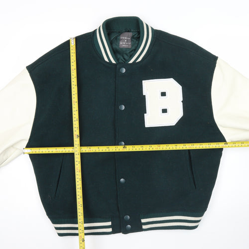Primark Womens Green Varsity Jacket Size 12 Casual College Style