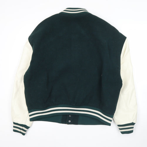 Primark Womens Green Varsity Jacket Size 12 Casual College Style