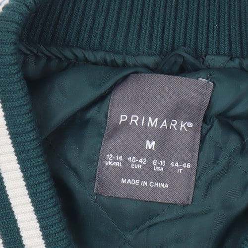 Primark Womens Green Varsity Jacket Size 12 Casual College Style