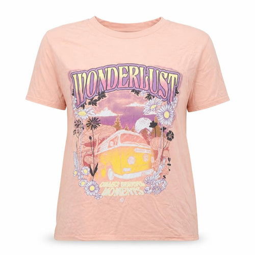Volkswagen Womens Pink Floral Graphic T-Shirt Size 16 Crew Neck