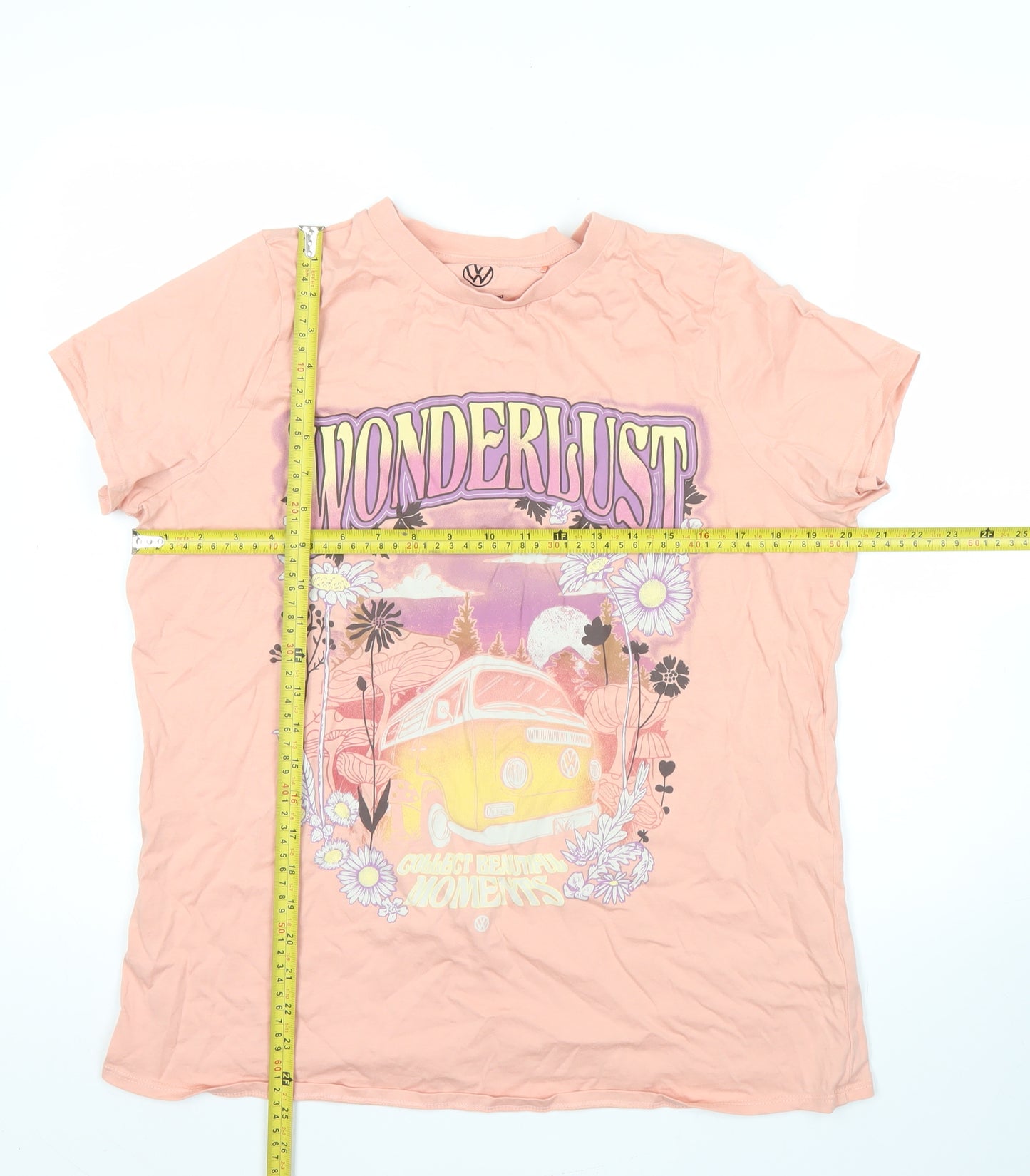 Volkswagen Womens Pink Floral Graphic T-Shirt Size 16 Crew Neck