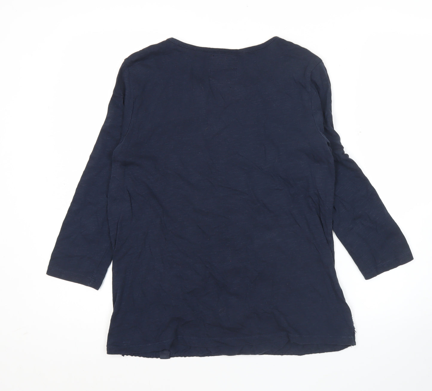Superdry Womens Blue Embroidered Tunic Blouse Size M 3/4 Sleeve