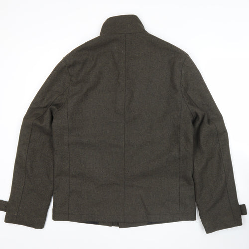George Men's Brown Military Jacket Small 36-38" Regular Fit Wool Blend