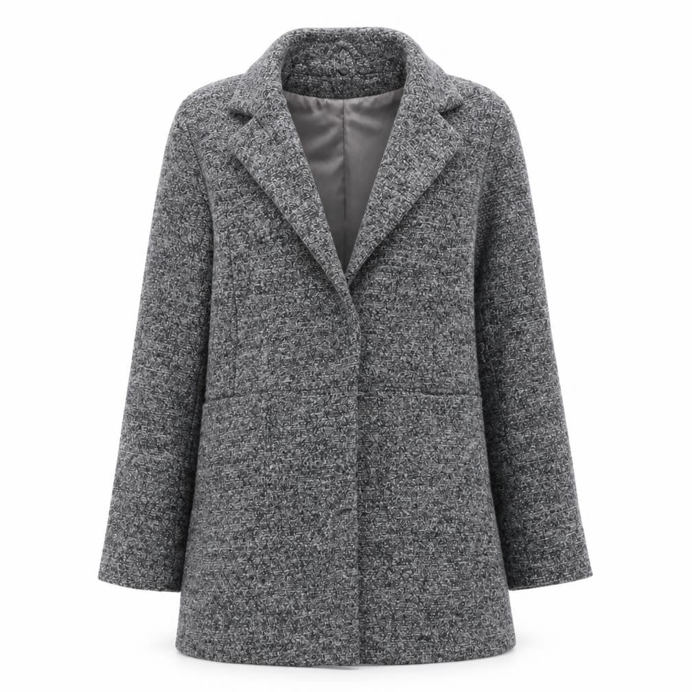 New Look Women’s Grey Wool Blend Mid-Length Overcoat UK 8