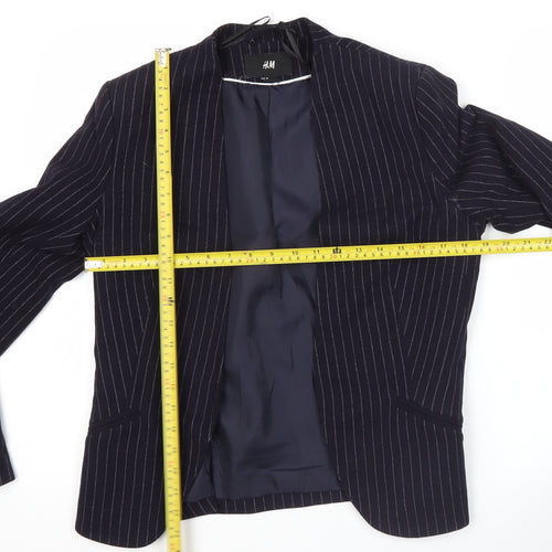 H&M Women’s Blue Pinstripe Blazer Size 10 Regular Fit Jacket