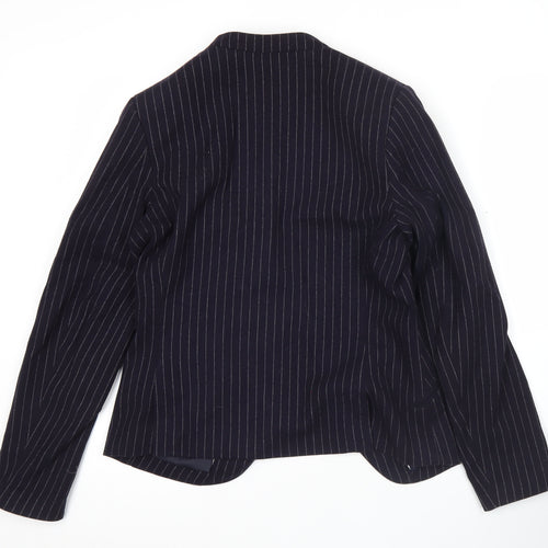H&M Women’s Blue Pinstripe Blazer Size 10 Regular Fit Jacket
