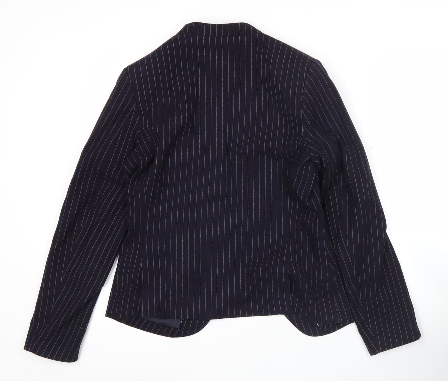 H&M Women’s Blue Pinstripe Blazer Size 10 Regular Fit Jacket