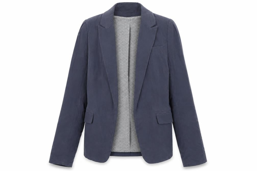 Front view of H&M Women’s Blue Blazer Jacket, size UK 4, Regular Fit Workwear