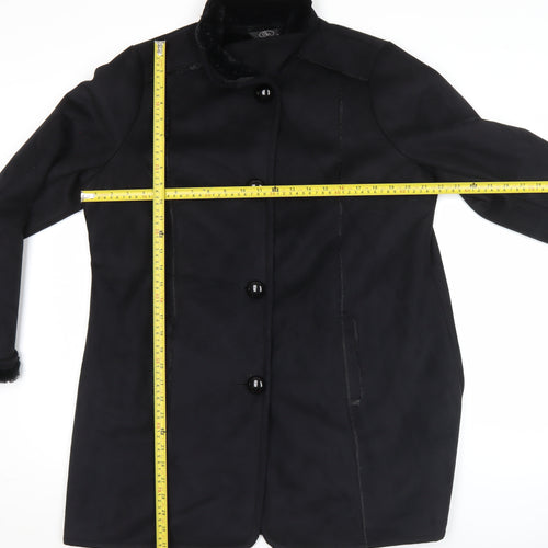 Bm Women’s Black Coat Size 16 Mid-Length Polyester Overcoat