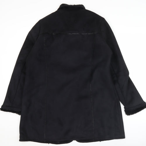 Bm Women’s Black Coat Size 16 Mid-Length Polyester Overcoat