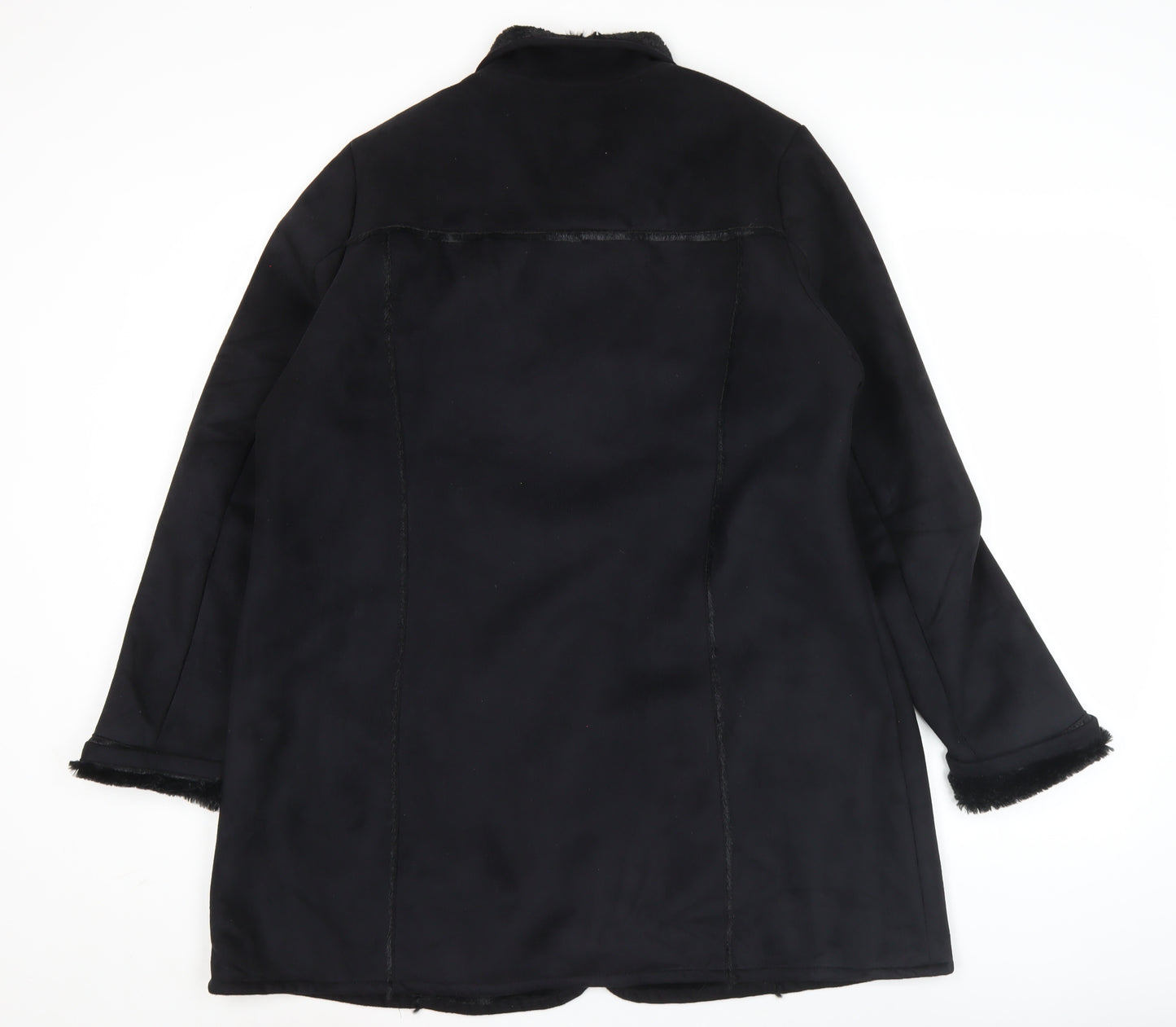 Bm Women’s Black Coat Size 16 Mid-Length Polyester Overcoat