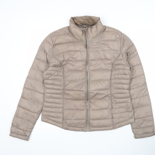 Cuple Women’s Beige Puffer Jacket M Lightweight Packable Full Zip