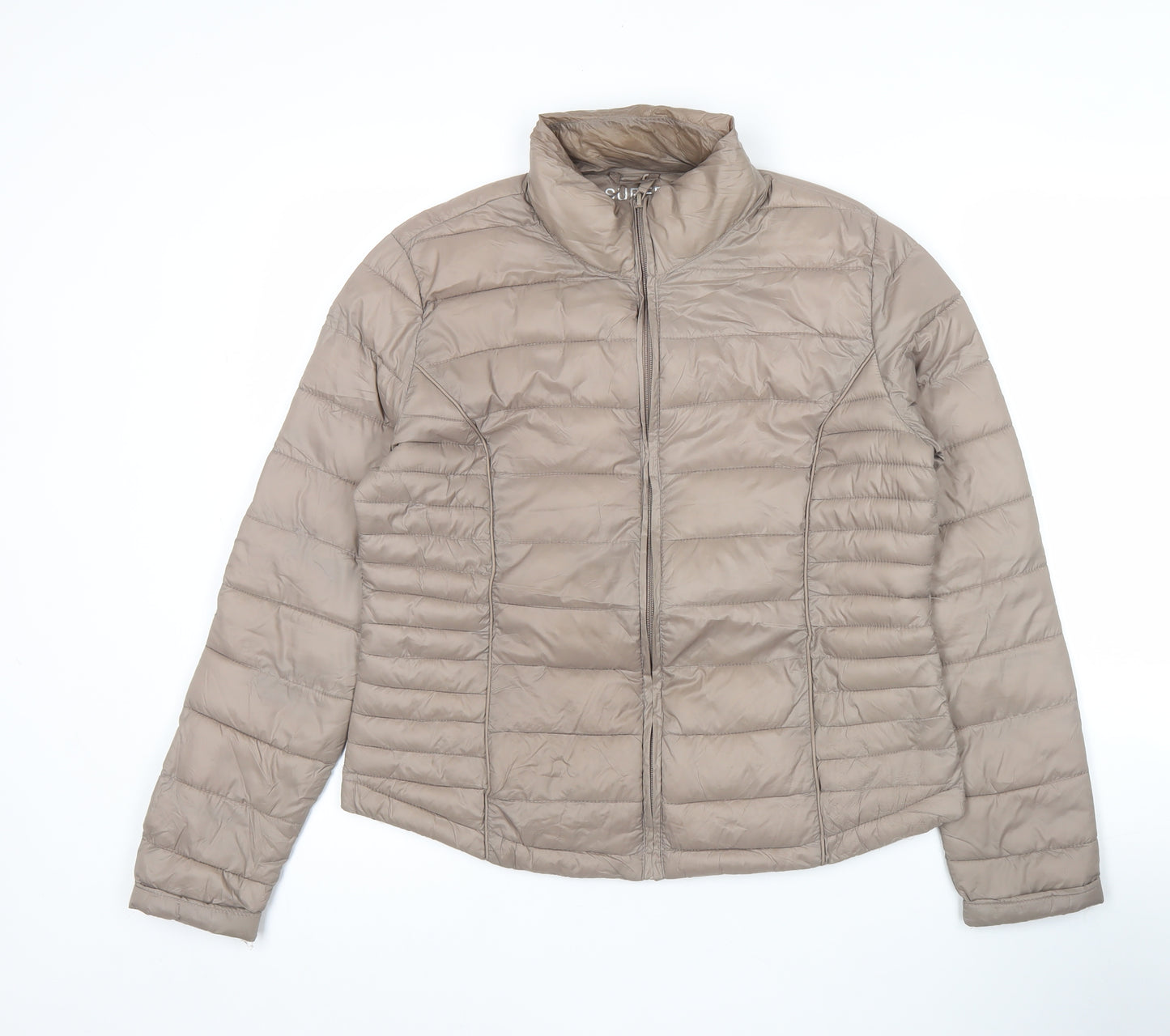 Cuple Women’s Beige Puffer Jacket M Lightweight Packable Full Zip