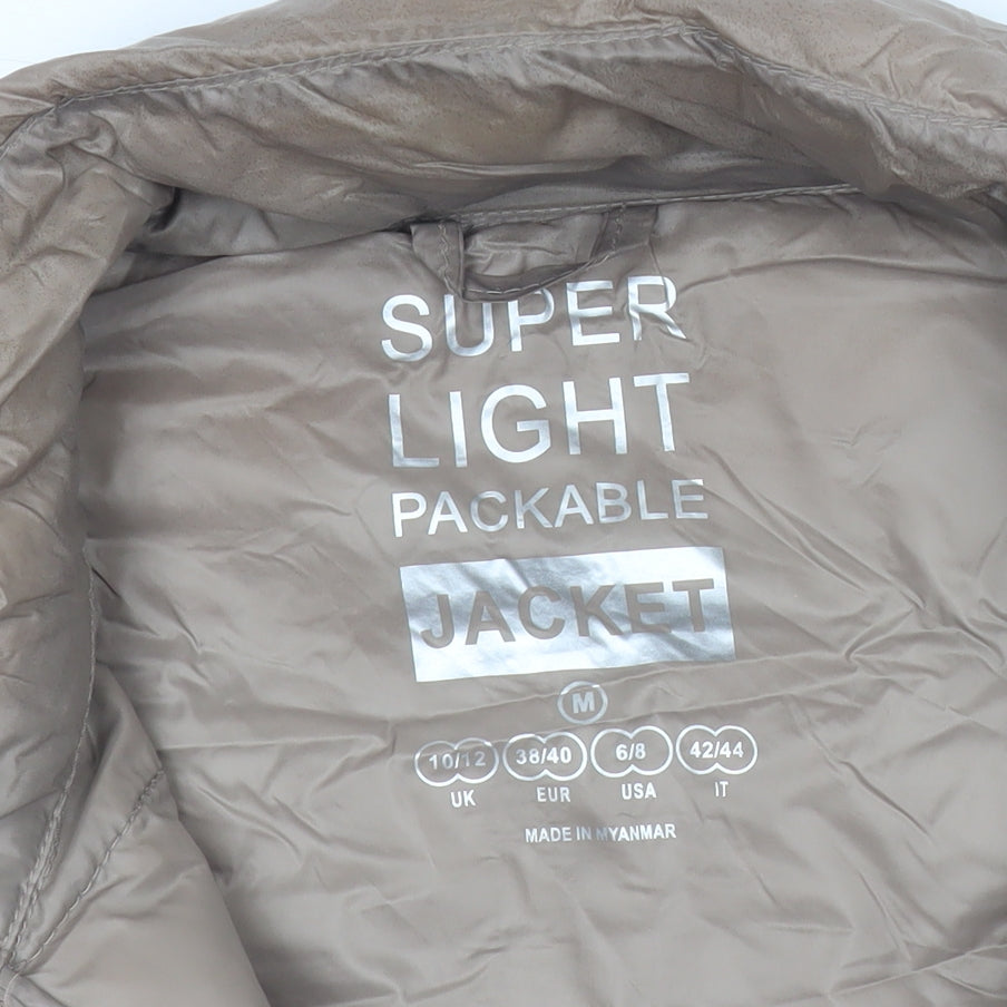 Cuple Women’s Beige Puffer Jacket M Lightweight Packable Full Zip