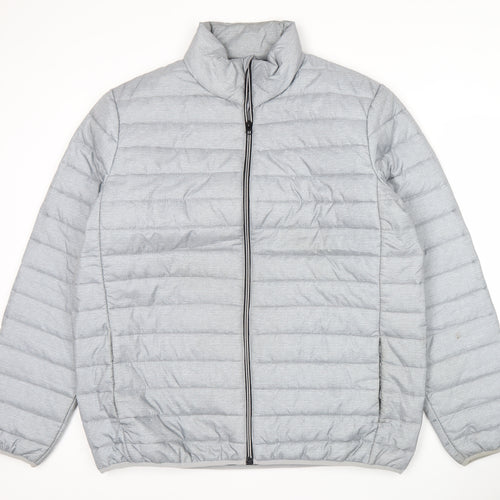 George Mens Grey XL 45-47" Puffer Jacket Lightweight Quilted Coat
