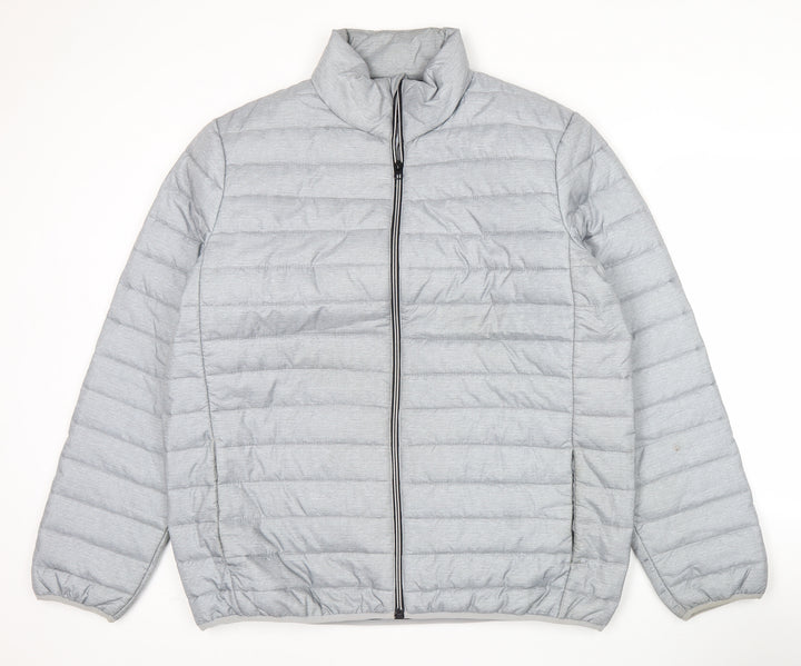 George Mens Grey XL 45-47" Puffer Jacket Lightweight Quilted Coat