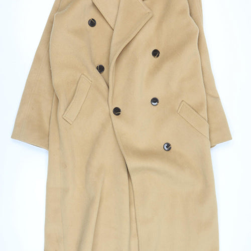 Primark Women’s Beige Long Overcoat Size 8 Classic Buttoned