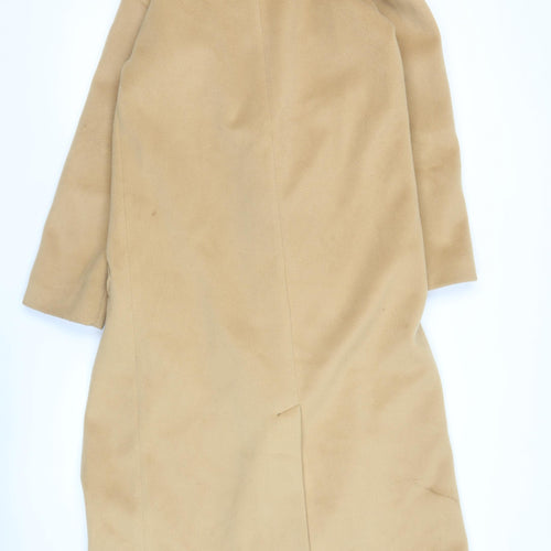 Primark Women’s Beige Long Overcoat Size 8 Classic Buttoned