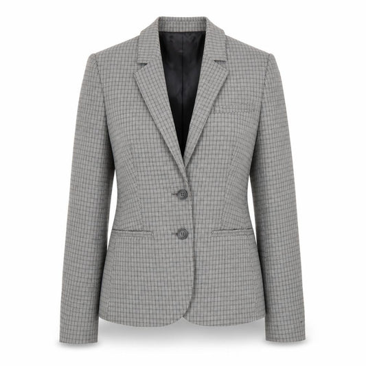Front view of Next Women Grey Check Tailored Blazer Jacket, size 10, UK