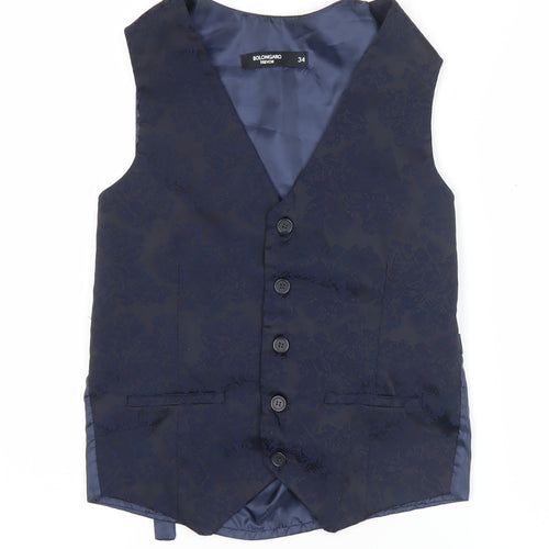 Bolongaro Trevor Men’s Blue Floral Suit Waistcoat Size 34 Formal