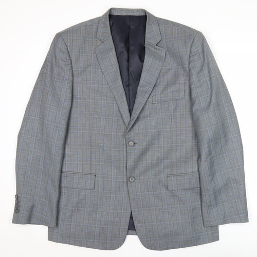 French Connection Men’s Grey Check Blazer Jacket 44R Two-Button Smart