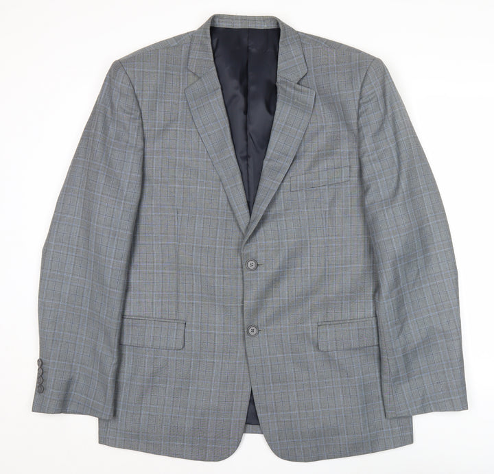 French Connection Men’s Grey Check Blazer Jacket 44R Two-Button Smart