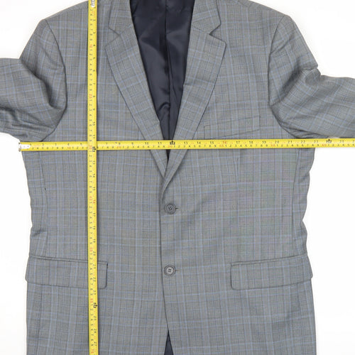 French Connection Men’s Grey Check Blazer Jacket 44R Two-Button Smart