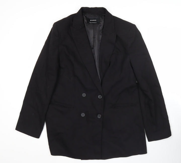 Stradivarius Womens Black Size 12 Double Breasted Blazer Jacket